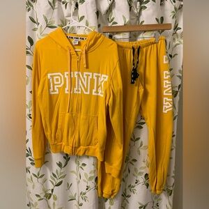 Victoria's Secret PINK Marigold Yellow Sweatsuit Very Gently Used